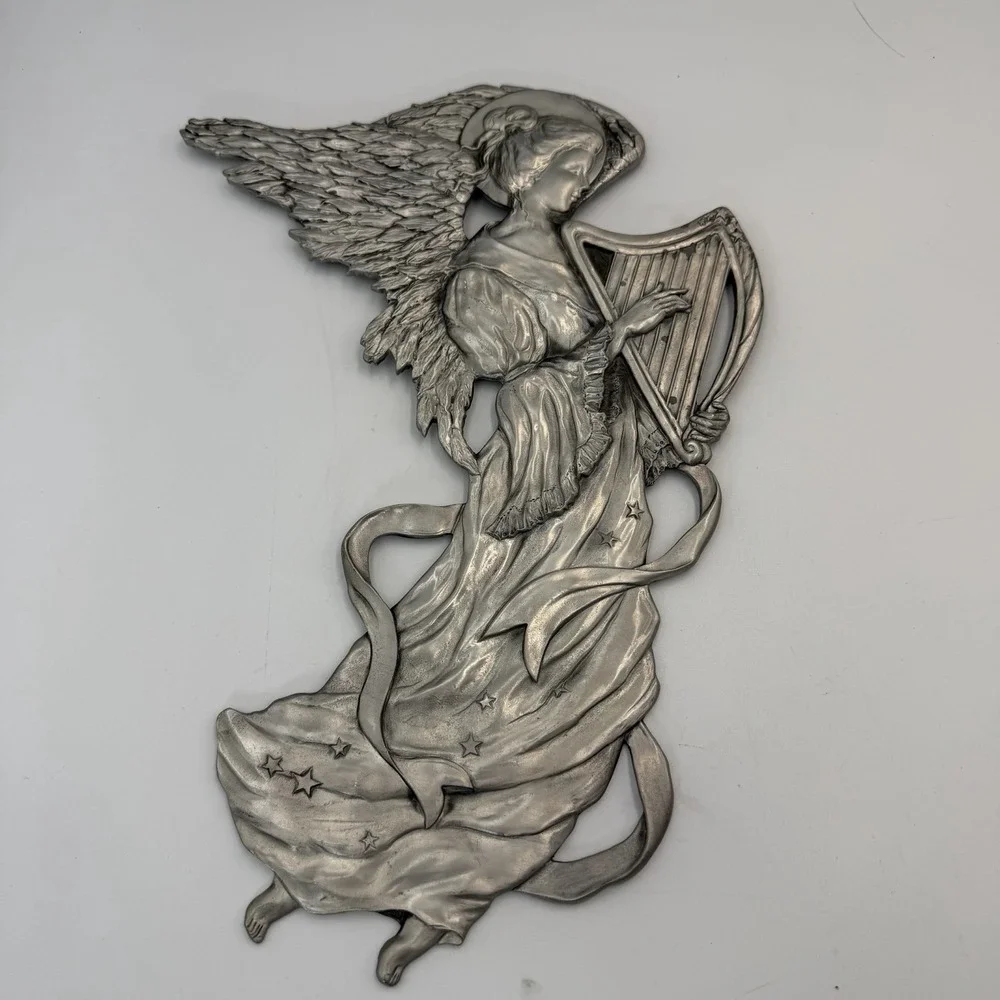 Vintage Set Of 2 Cast Seagull Pewter Angel 1990